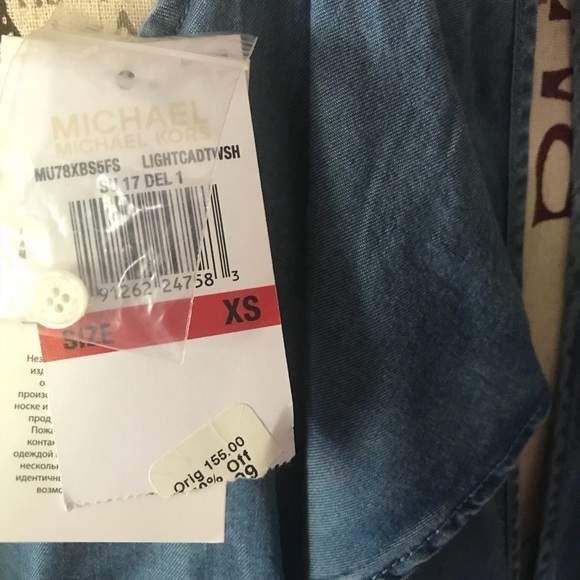 NWT Michael Kors Cold Shoulder Jean Dress XS - Picture 4 of 7
